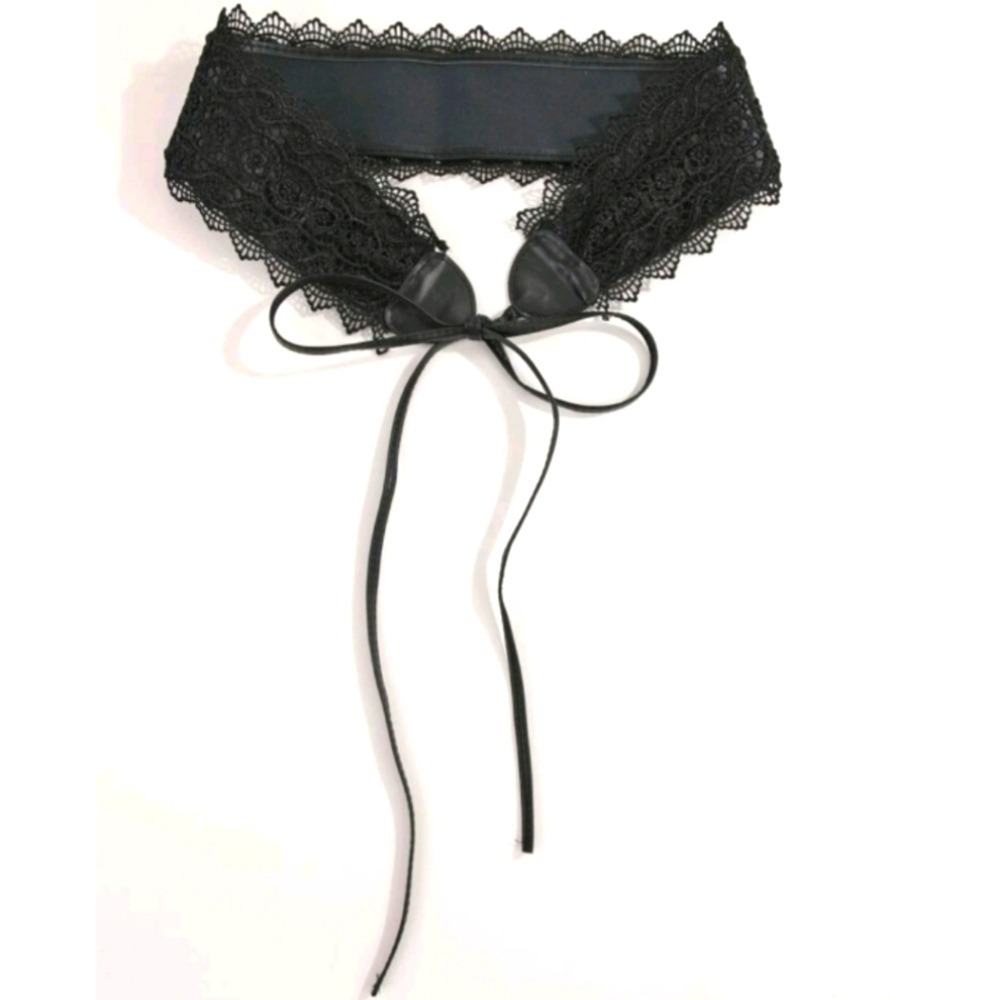 Corset Lace wide waist belt faux leather Obi whimsigoth Goth dark romantic - Picture 5 of 12
